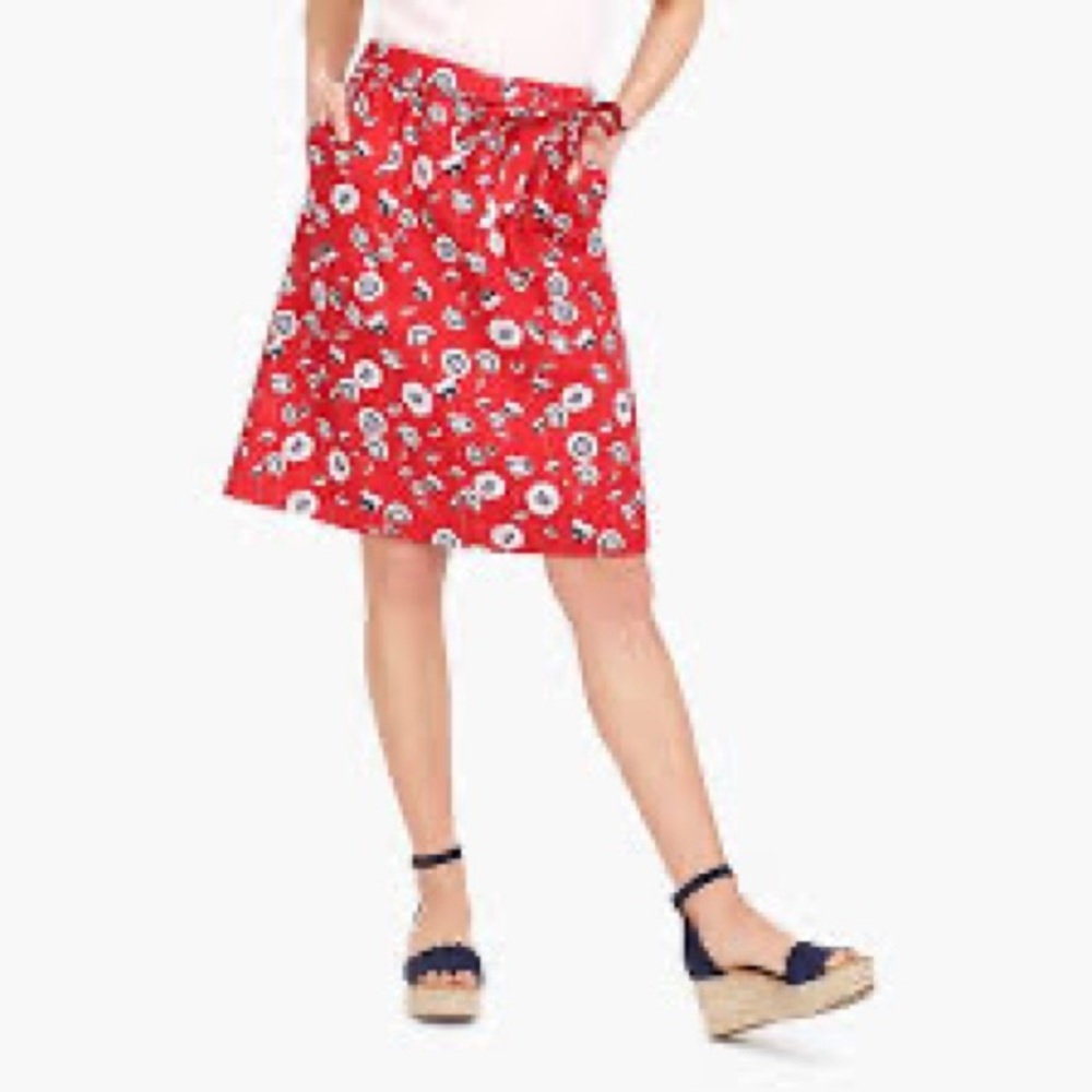 NWOT J. Crew Poppy Floral Pull On Midi Skirt